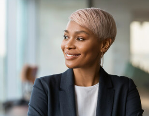 Wall Mural - Portrait of Professional African American Black Woman in Office Ready for Business