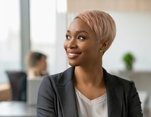 Wall Mural - Portrait of Professional African American Black Woman in Office Ready for Business