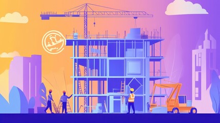 Wall Mural - A construction manager leveraging AI for project planning, predicting delays, and coordinating resources to ensure projects stay on time