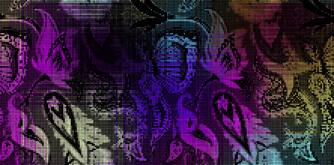 Fototapete - Abstract halftone textured illustration. Vector blur paisley ornamental decorative background with halftone effect.