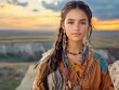 © authapol - Native American Woman in Traditional Dress at Sunset