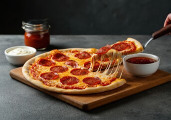 Pepperoni Pizza with Cheese and Sauce