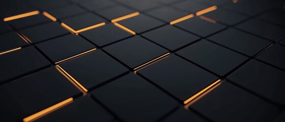 Sticker - A black and orange background with squares of light