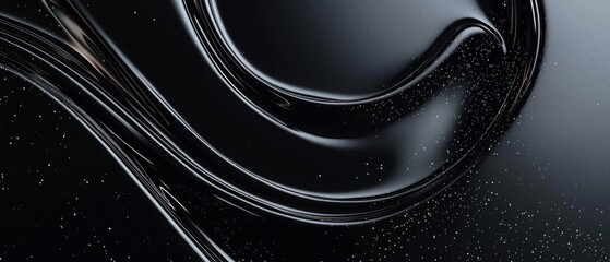 Poster - A black and white image of a black liquid with a silver sheen