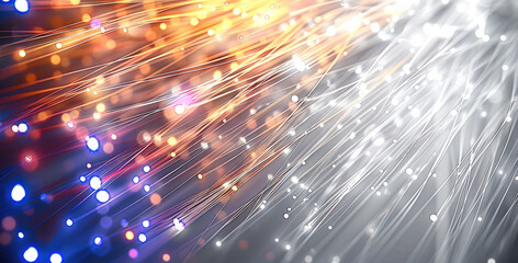 Aufkleber - Bundles of abstract optical fiber lines. bright light signals quickly transmit data for high speed internet connection. technology and internet concept. Glowing fiber optic lines wallpaper.
