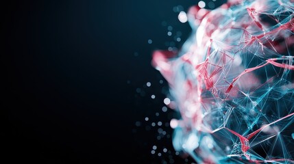 Canvas Print - this image features an abstract digital network in vibrant red and blue hues against a dark backgrou