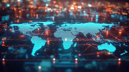 Wall Mural - logistics international delivery concept, world map with logistic network distribution on background