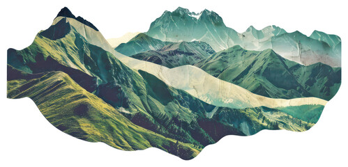 Poster - PNG Surreal mountain landscape illustration