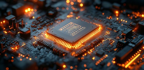 Grid line circuit illustration for advertising. Artwork for game development. Digital innovation and technology concepts.