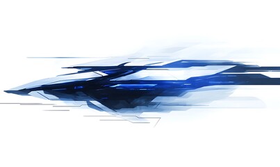 Aufkleber - A sleek, abstract design featuring dynamic blue shapes suggesting speed and movement, set against a clean, light background.