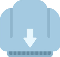 Wall Mural - blue icon illustrating data transfer with a downward arrow symbolizing the downloading process