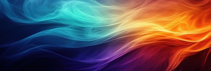 Wall Mural - Vibrant Abstract Organic Lines in a Captivating Panorama Design for Background Wallpaper Displaying Fluid Colors from Blue to Orange