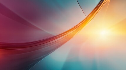 Wall Mural - a radiant abstract image presenting sweeping colorful waves converging at a luminous central light s