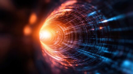 Canvas Print - a visually captivating digital tunnel featuring dynamic and colorful light streaks, symbolizing the 
