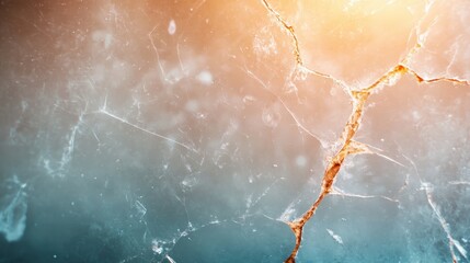  This image showcases a cracked surface with warm orange light permeating through, creating an abstract texture imbued with mystery and elegance.