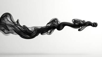 Wall Mural - Abstract Black Smoke Swirling and Flowing on White Background