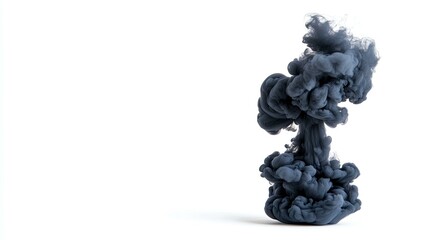 Wall Mural - Abstract Grey Ink Cloud Explosion in Water Isolated on White Background