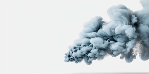 Wall Mural - Abstract Blue Ink Cloud Swirling in Water with White Background