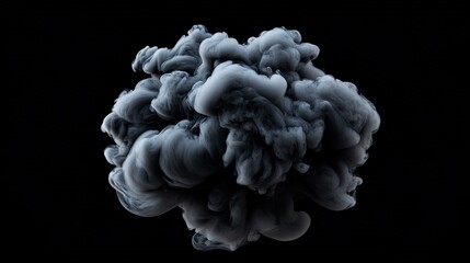 Wall Mural - Abstract Black and White Ink Cloud Swirling in Water Against a Black Background