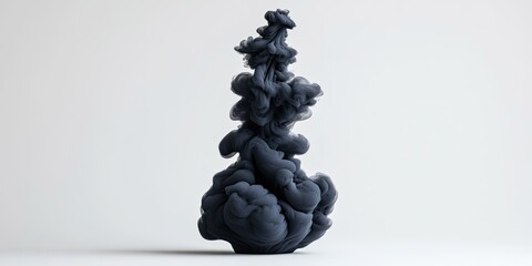 Wall Mural - Abstract Black Ink Swirl in a White Background
