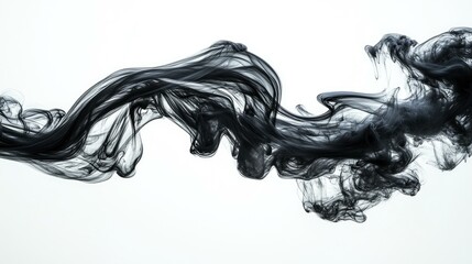 Wall Mural - Abstract black smoke swirls on a white background