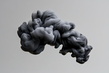 Wall Mural - Abstract Gray Ink Swirl in Water, Gray and White Background
