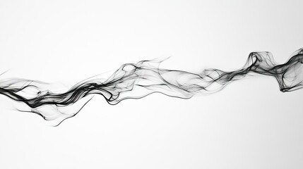 Wall Mural - Abstract black smoke or ink wave design on a white background