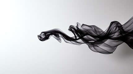 Wall Mural - Abstract black smoke-like swirl against a white background