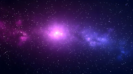 Wall Mural - Abstract Space Background with Bright Star Cluster and Scattered Stars in Purple and Blue Hues