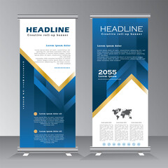 Wall Mural - roll up banner template design, roll up banner design template with blue color, vertical banner temp
