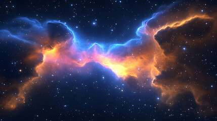 Wall Mural - Cosmic Nebula with Glowing Gas Clouds and Stars