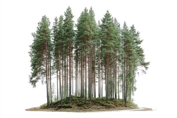 Canvas Print - A group of trees standing tall in a lush green grassy area, suitable for use in landscape or nature-inspired designs