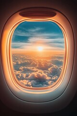 Canvas Print - A clear view of the sun through an airplane window