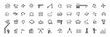 © Kanpitcha - A collection of black and white construction thin line icons on a white background, drill, building
