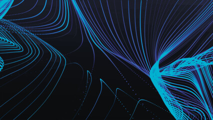 Wall Mural - Technology background. Abstract digital particle wave. Futuristic dotted wave. Network connection structure. Vector illustration.