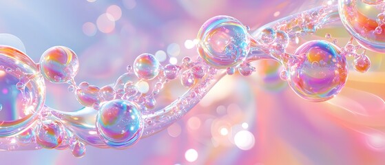 A colorful swirl of bubbles with a pink background