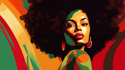 Wall Mural - bright female portrait in colors of kwanzaa holiday black history month