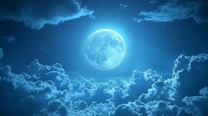 Wall Mural - a large blue moon is shining brightly in the sky