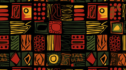 Wall Mural - abstract kwanzaa black history month juneteenth seamless pattern background