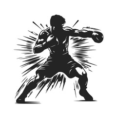 Wall Mural - Strong boxing man silhouette vector illustration 