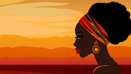 Wall Mural - bright female portrait in colors of kwanzaa holiday black history month