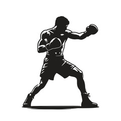 Wall Mural - Strong boxing man silhouette vector illustration 