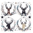 © 기홍 한 - 흰 배경, 순록 프레임, 테두리, 카드, 표지 (White background, reindeer frame, border, card, cover)