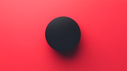 Canvas Print - abstract geometric composition featuring a black circle on a bright red background emphasizing symme