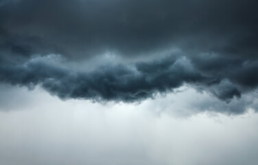 Wall Mural - Dangerous and ominous clouds before a severe thunderstorm. Pattern of textured stormy sky.