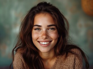 Smiling Woman Portrait with Beautiful Features