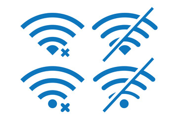 Wall Mural - Disconnect wifi icon set. Lost wireless fidelity connection sign symbol