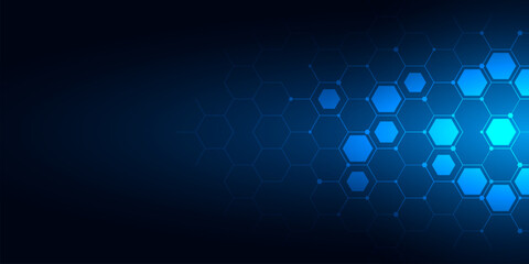 Poster - Abstract technology background and design element with hexagons pattern and geometric shapes