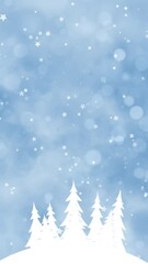 Wall Mural - concept winter holidays with illustrated snowy landscape loop vertical background.