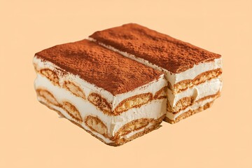 Wall Mural - a tiramisu dessert with layers of coffee-soaked sponge cake and creamy mascarpone cheese